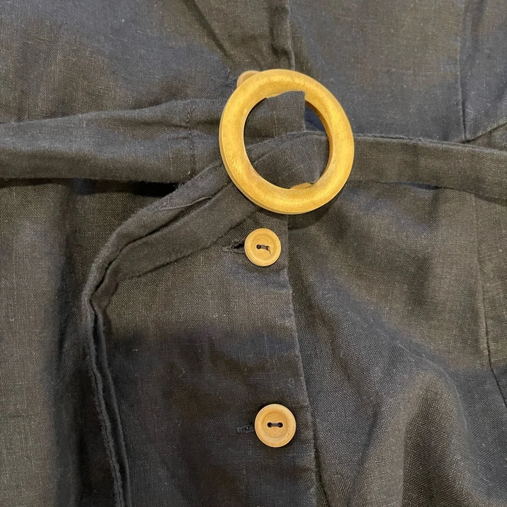 Mango MNG blue linen button up dress 4 - Picture 6 of 7